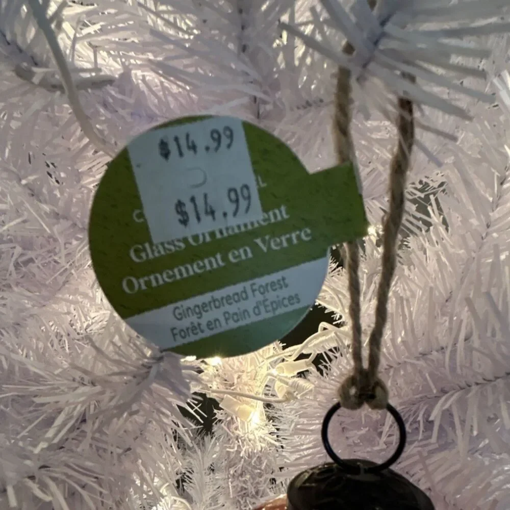 Gingerbread Forest Glass Round Ornament Brown White Christmas Holiday